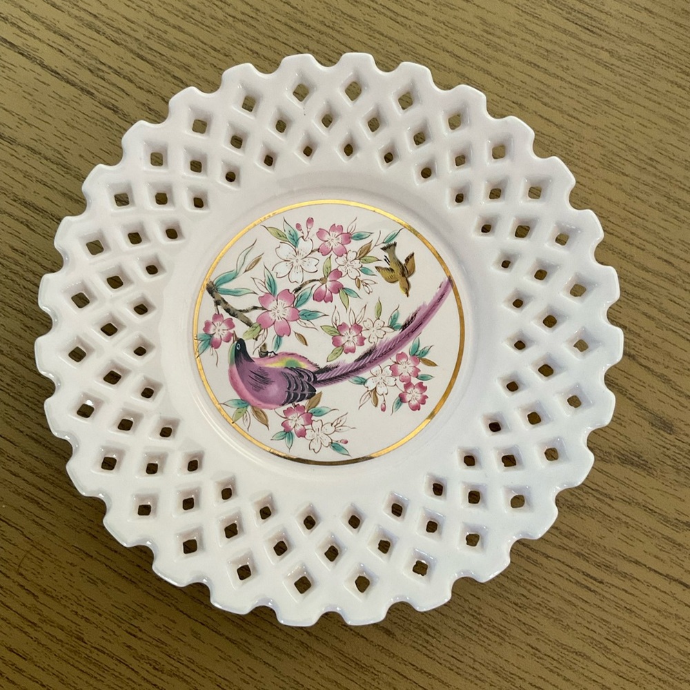 Vintage porcelain Sato Gordon peacock collection dish